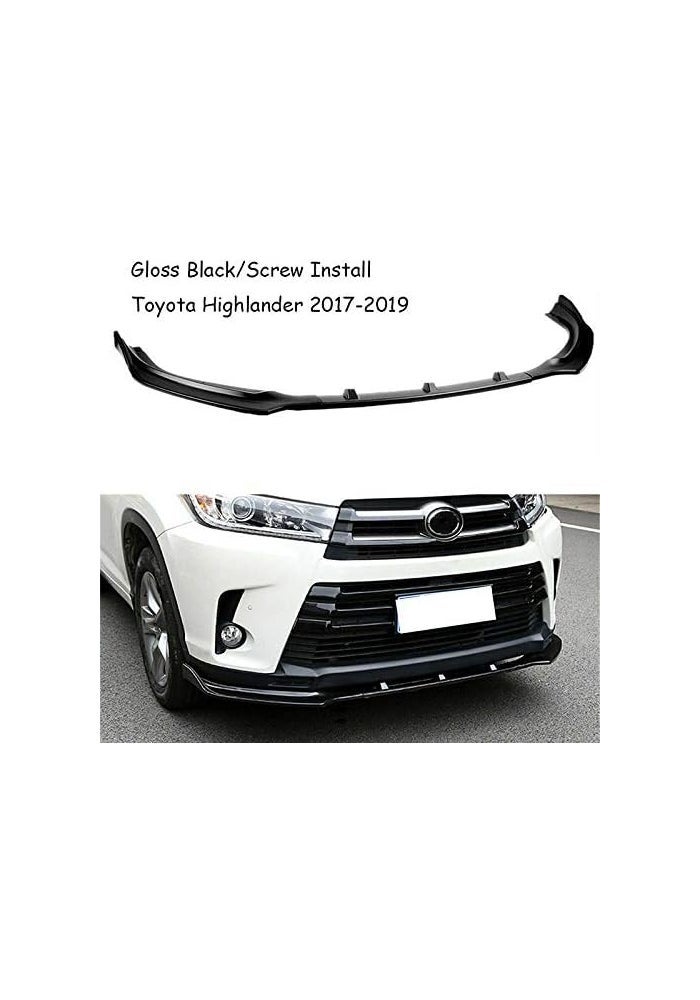 MUTUSAISI Bright Black Front Bumper 3-Stage Lip Spoiler for Toyota Highlander 2017-2019 - Image 2