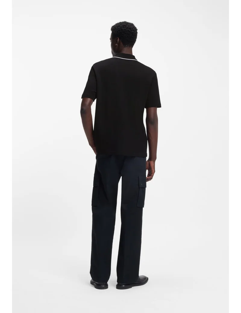 HUGO Luxury-cotton polo shirt with contrast trims