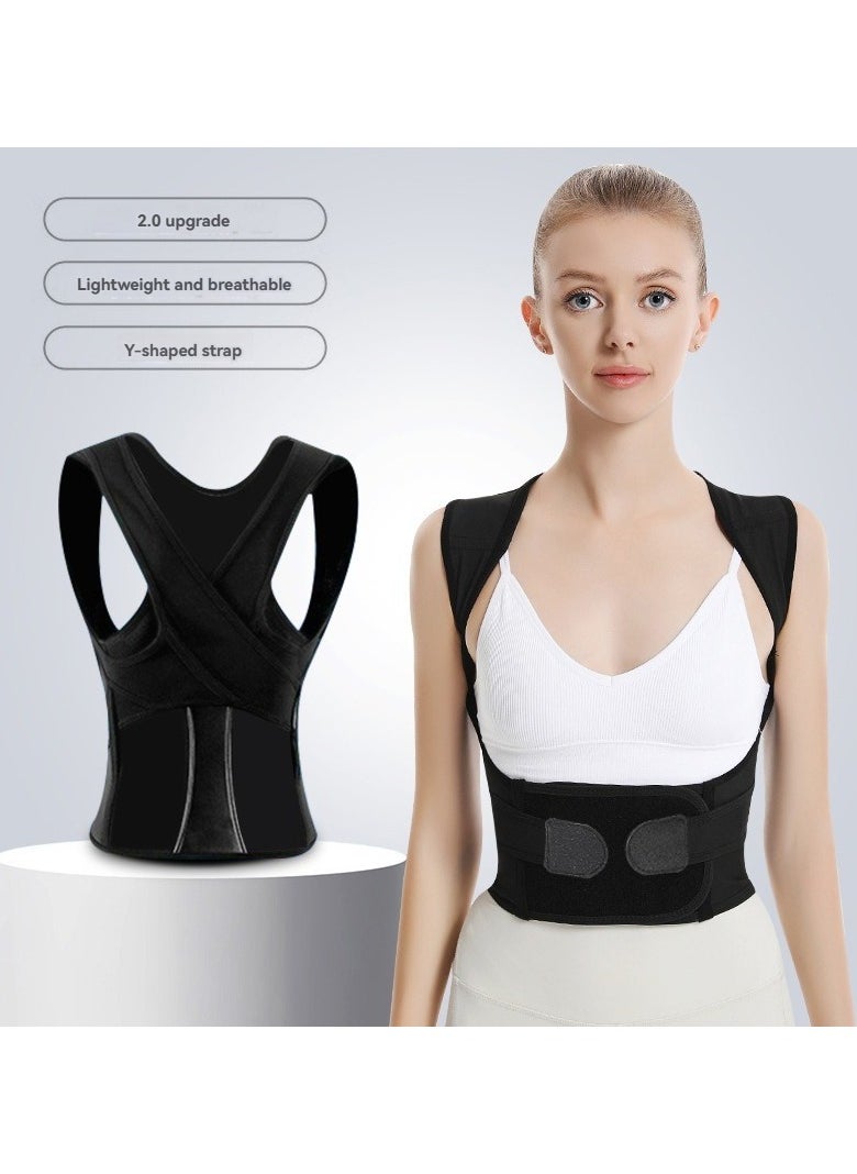 Generic - Posture Corrector with Back Brace, Adjustable and Lightweight Back Corrector, Lumbar Support for Shoulders, Lower and Upper Back, Full Back Support for Men and Women (Black, L) - Image 1