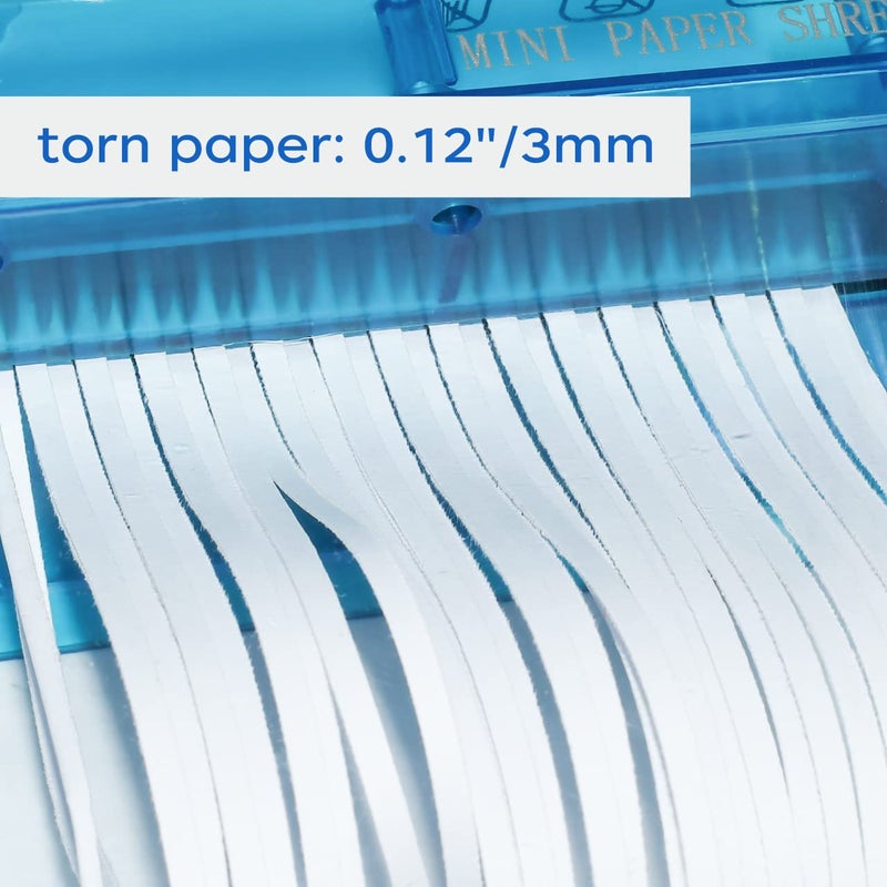 JIKIOU Mini Hand Shredder Portable Paper Shredder Manual Shredder Documents Paper Cutting Tool Home Office Desktop Stationery Christmas Birthday Gift Blue - Image 3