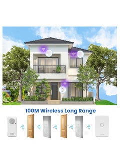 ADMORE Admore Wireless Doorbell, Waterproof Door Bell With 33 Classic Melodies Waterproof Battery Operated Cordless Doorbell Operating at 100M Long Range 4 Volume Levels 1 Push Button & 1 Receiver for Home  - Image 3