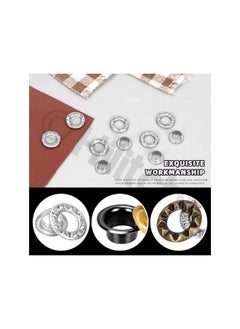 PROMASS promass 100 Sets Metal Eyelets Grommet Kit With Washers 6MM Round Metal Brass Rhinestone Eyelets Metal Round Hollow Eyelet Silver Sewing Eyelets for Shoes Clothes Crafts Bag (1/4")  - Image 4