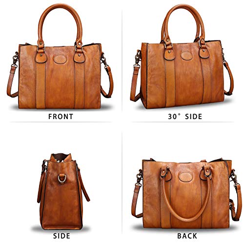 LRTO Genuine Leather Satchel Purses Handbags for Women Top Handle Shoulder Bags Lady Crossbody Tote Bag (Brown) - Image 5