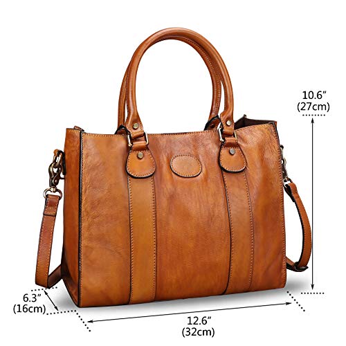 LRTO Genuine Leather Satchel Purses Handbags for Women Top Handle Shoulder Bags Lady Crossbody Tote Bag (Brown) - Image 4
