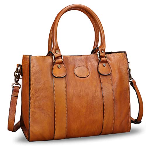 LRTO Genuine Leather Satchel Purses Handbags for Women Top Handle Shoulder Bags Lady Crossbody Tote Bag (Brown) - Image 1