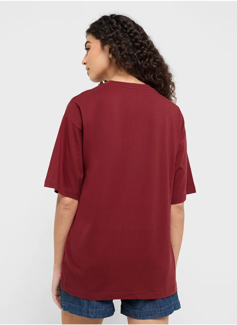 جينجر Crew Neck Chic Slogan T-Shirt