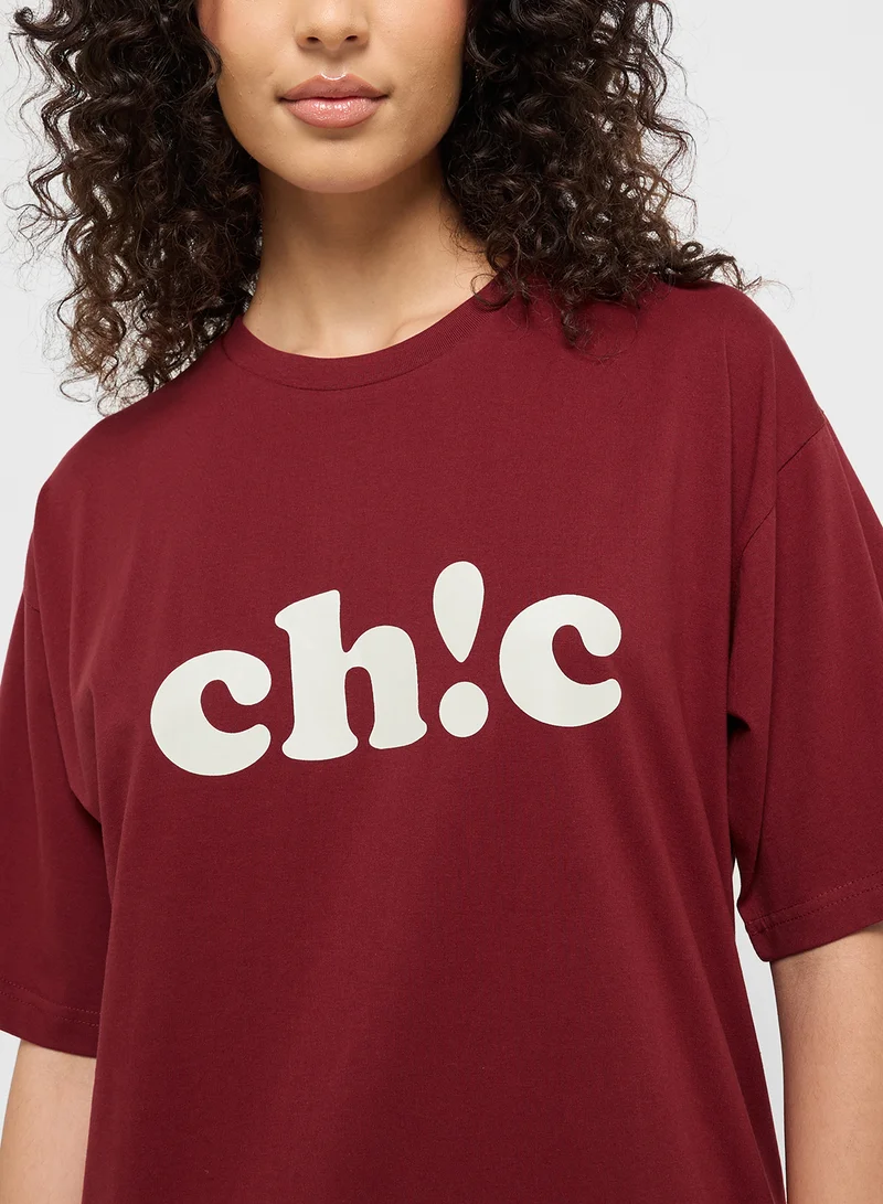 Ginger Crew Neck Chic Slogan T-Shirt