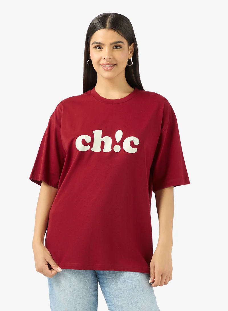 Ginger Crew Neck Chic Slogan T-Shirt