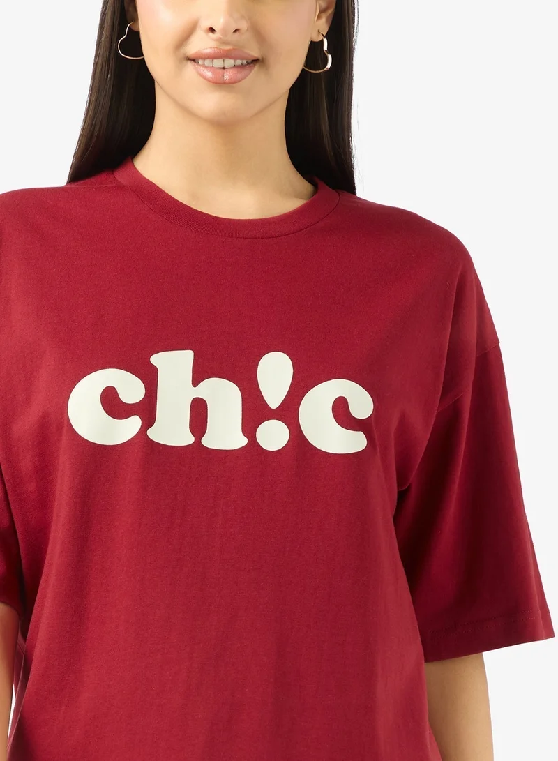Ginger Crew Neck Chic Slogan T-Shirt