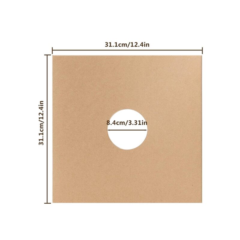 10 قطع من أغلفة ورق الكرافت لأقراص الفينيل مقاس 12 بوصة، أغطية أقراص فينيل من الورق المقوى السميك غير اللامع بوزن 350 جرامًا للمتر المربع، علبة تخزين أرشيفية لأقراص الفينيل (بني) - Image 2