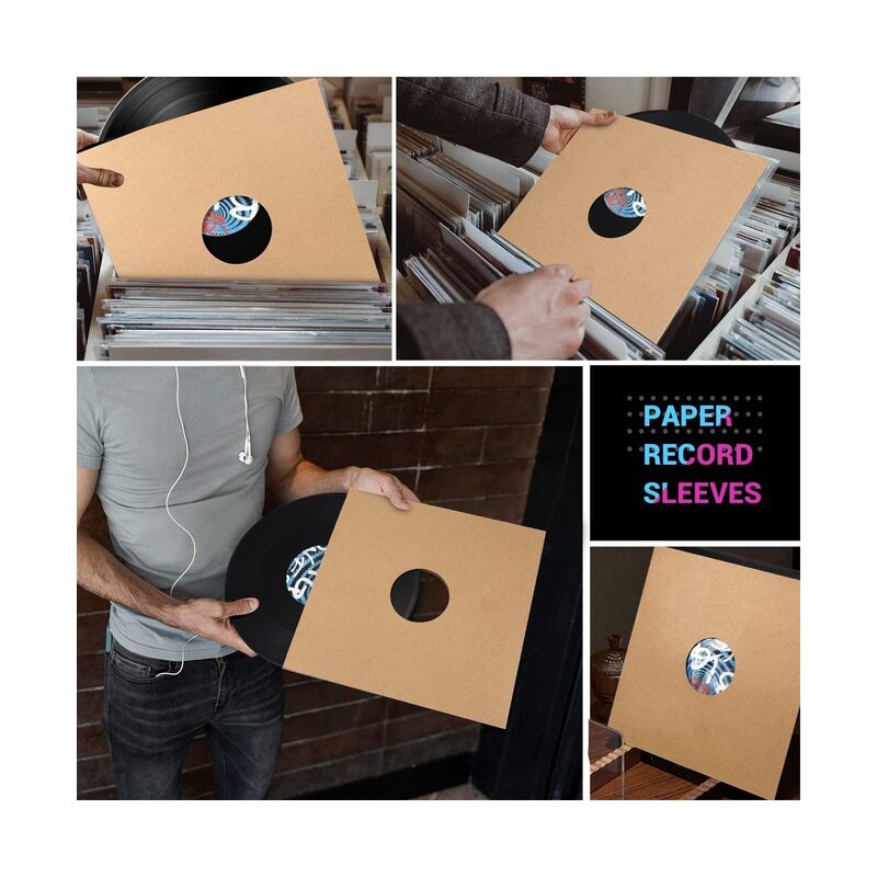 10 قطع من أغلفة ورق الكرافت لأقراص الفينيل مقاس 12 بوصة، أغطية أقراص فينيل من الورق المقوى السميك غير اللامع بوزن 350 جرامًا للمتر المربع، علبة تخزين أرشيفية لأقراص الفينيل (بني) - Image 3