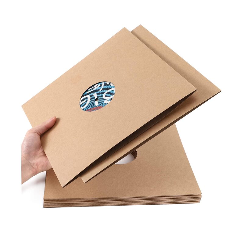 10 قطع من أغلفة ورق الكرافت لأقراص الفينيل مقاس 12 بوصة، أغطية أقراص فينيل من الورق المقوى السميك غير اللامع بوزن 350 جرامًا للمتر المربع، علبة تخزين أرشيفية لأقراص الفينيل (بني) - Image 5