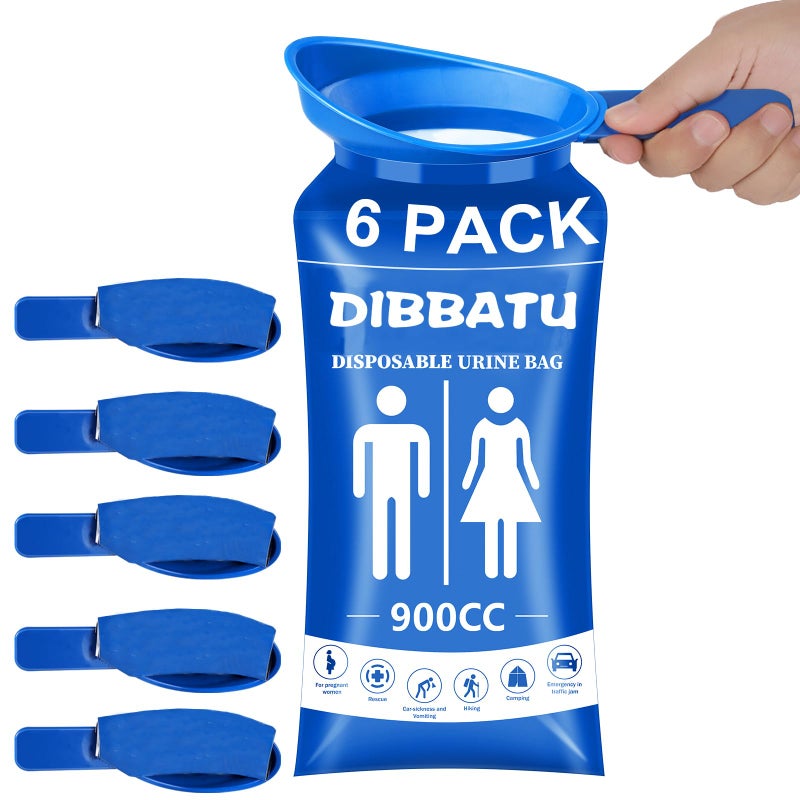 DIBBATU Disposable Urine Bags for Women, 6/12PCS Female-Friendly Travel Urinal Bags, 900ML Pee Bags for Travel for Women/Men, Emergency Unisex Camping Pee Bags for Hiking, Road Trip, Traffic Jam - Image 1