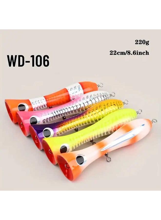 1pcs Wooden Fishing Lure 120g Topwater Floating Hard Body Swimbait Red And Yellow For Saltwater And Freshwater Fishing - Image 1