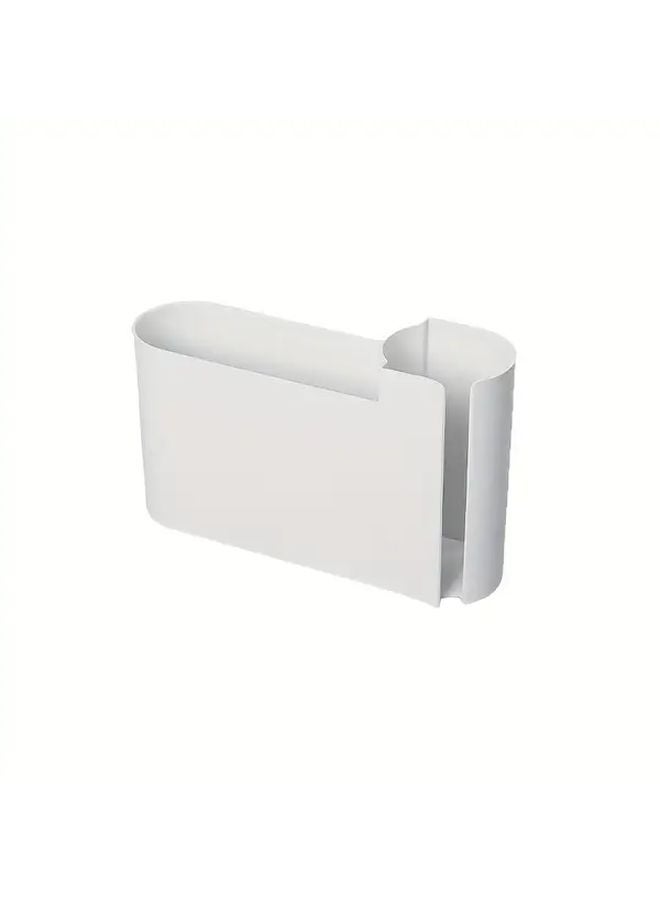 White Wall Mounted Organizer No Drill Space Saving Storage For Kitchen Garage - Image 1