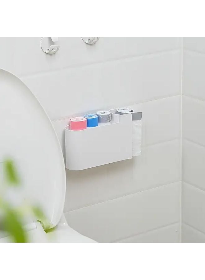 White Wall Mounted Organizer No Drill Space Saving Storage For Kitchen Garage - Image 3
