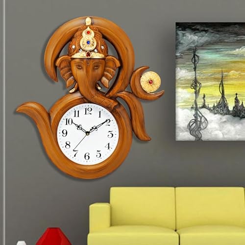 Harbour Plastic Analog Latest Stylish New Models Wall Clock With God Radha Kishan Frame For Home Living Room Hall Bedroom(Height 43 CmXWidth 41 Cm)Home Decor Big Size Wall Clock -Koset(Dark Brown) - Image 1