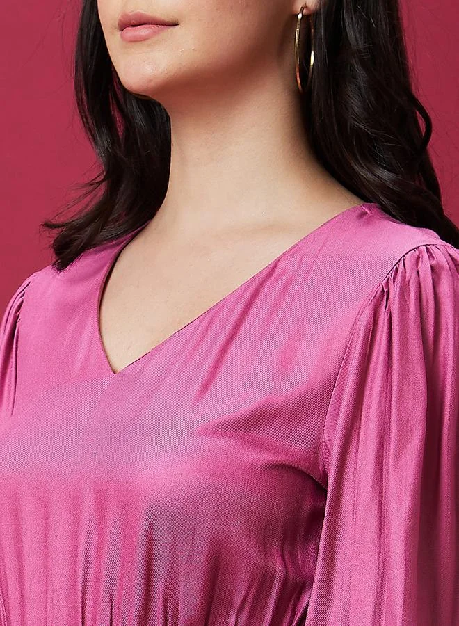 globus Globus Puff Sleeve Gathered Detail Mini Dress