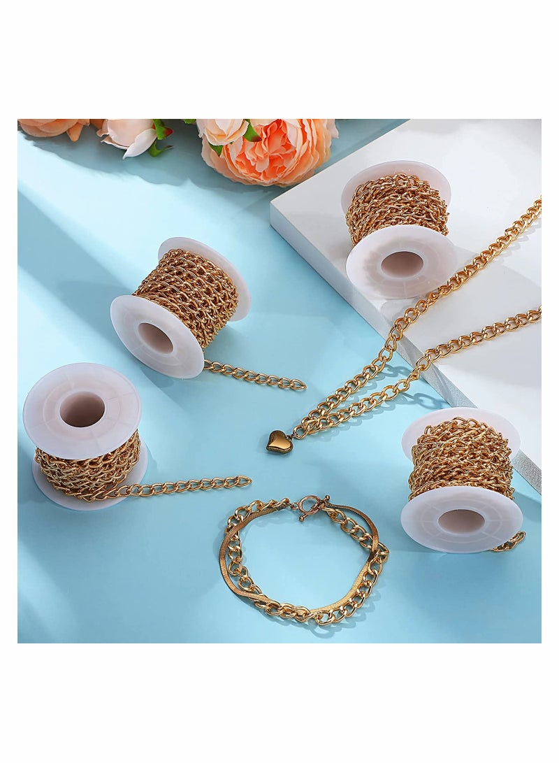 SYOSI 4 Rolls Metal Gold Link Chains Aluminium Curb Chains Iron Bulk Curb Chain Twisted Chunky Link Chains Spool Jewelry Making Chains for DIY Craft Jewelry Chain Making Bracelet Necklace 5M - Image 4