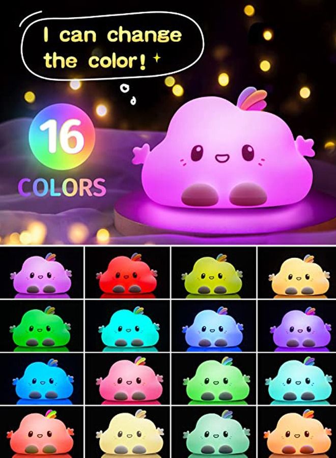Kelesa Baby Night Light Cloud light,Kids Night Lights for Bedroom Decor,USB Rechargeable Colorful Night Light for Kids Room,Silicone LED Cloud Lights for Bedroom,Lamp Baby Girl Gifts - Image 2