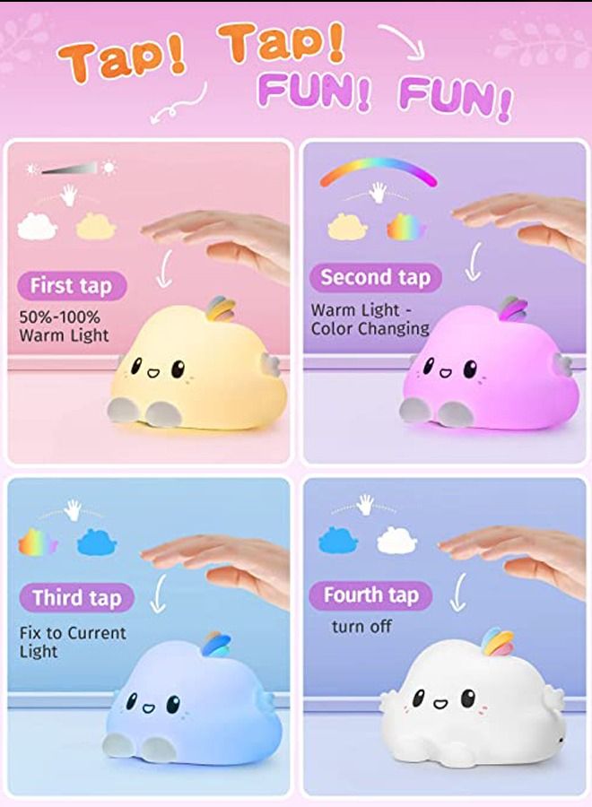 Kelesa Baby Night Light Cloud light,Kids Night Lights for Bedroom Decor,USB Rechargeable Colorful Night Light for Kids Room,Silicone LED Cloud Lights for Bedroom,Lamp Baby Girl Gifts - Image 3