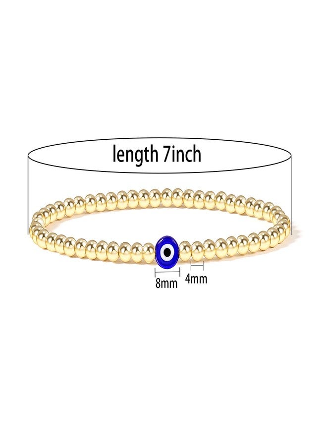 Badu Evil Eye Luck Gold Plated Beaded Protection Mal De Ojo Blue Eye bracelets For Women Gifts For Bestfriends, Mother, Family Members, Siblings, Sister（3pcs) - Image 2
