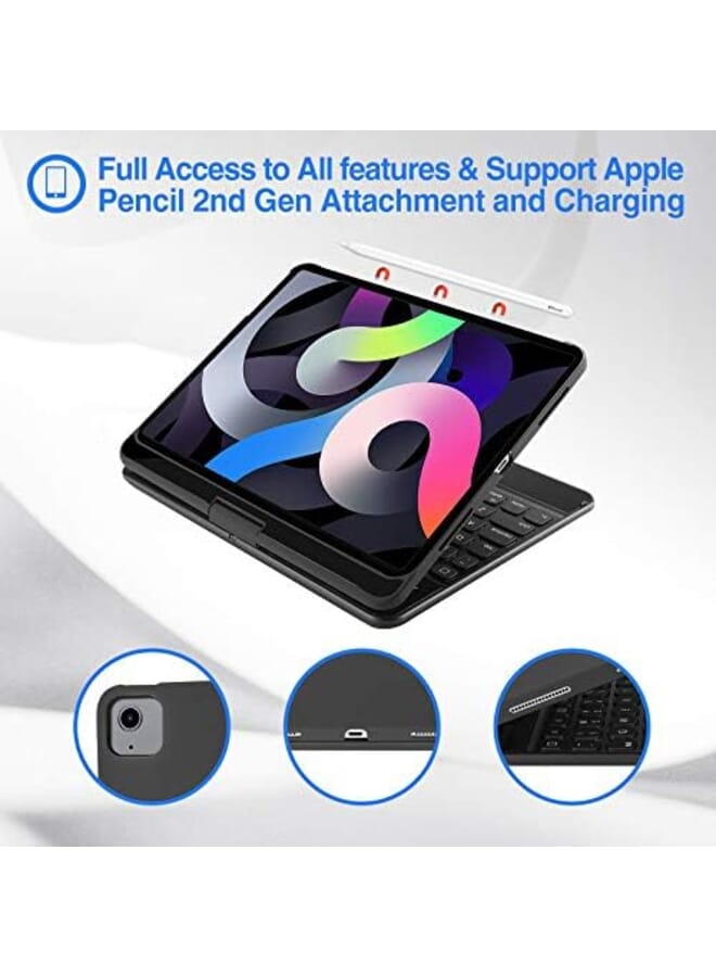 Procases Keyboard Case For Ipad Air 5Th 2022 Air 4Th 10.9 Inch 2020 Ipad Pro 11 Inch 2022 2021 2020 2018 Wireless Keyboard With 7 Colors Backlit 360 Degree Rotation Protective Cover Auto Sleep Wake Black - Image 4