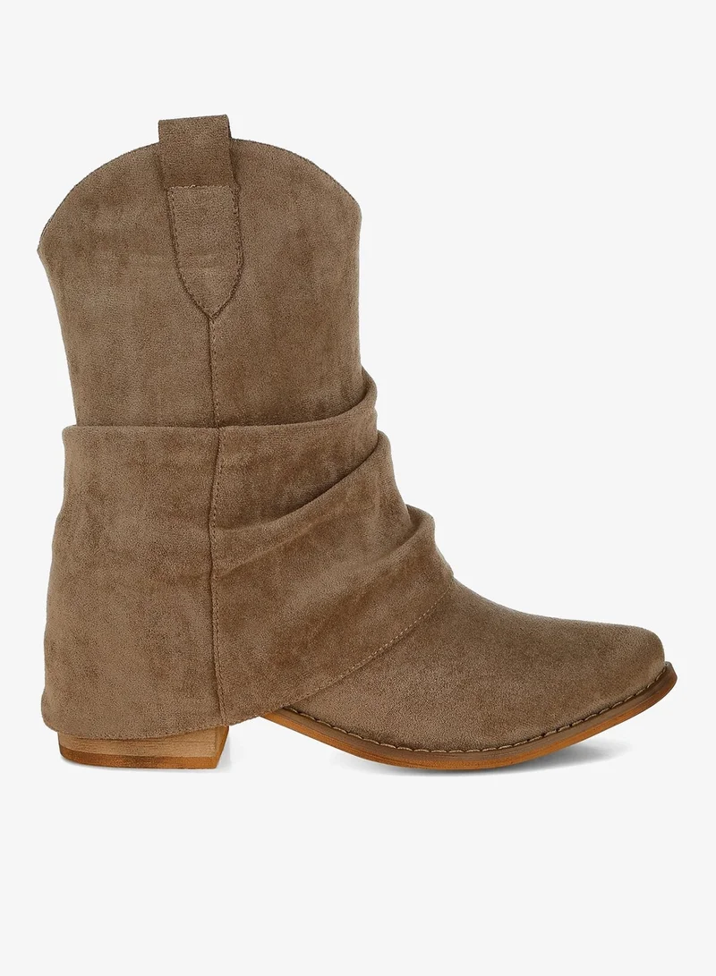 Slouchy Calf Boots in Tan