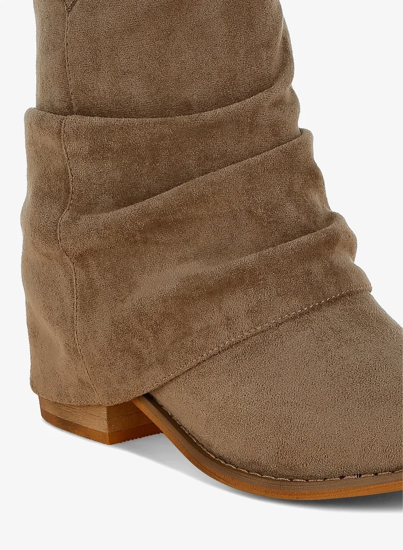London Rag Slouchy Calf Boots in Tan