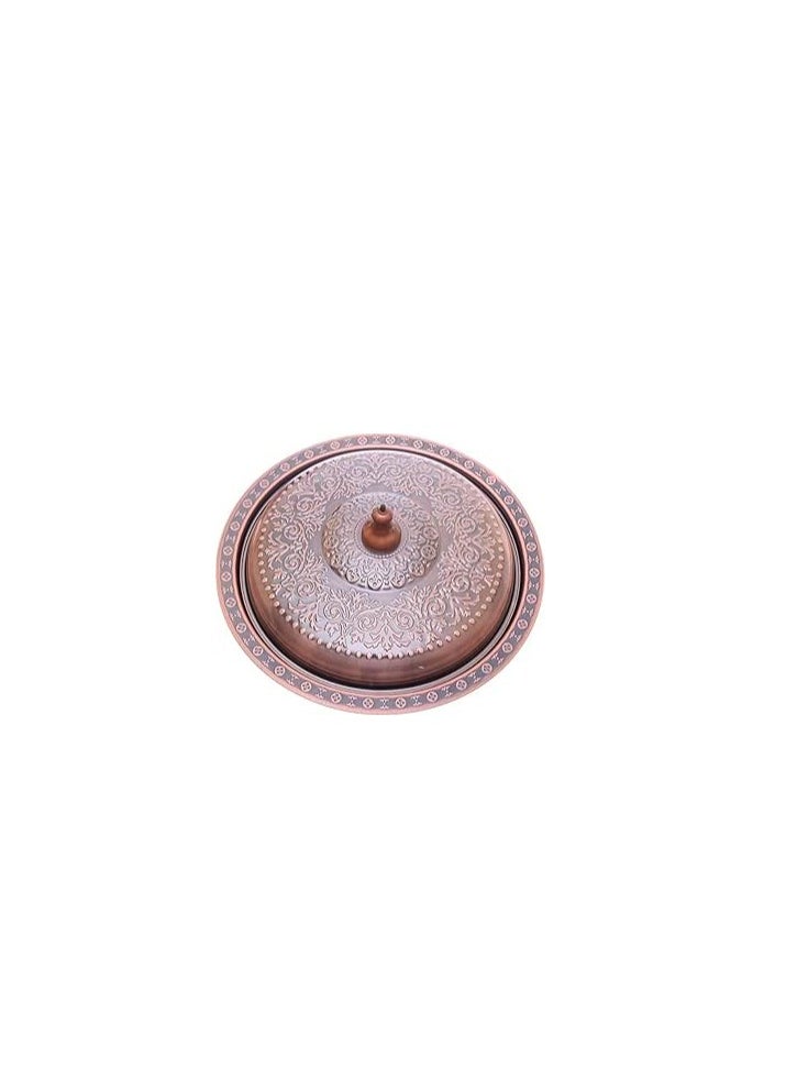 Generic Copper Round Serving Plate with Copper Lid  - Image 2