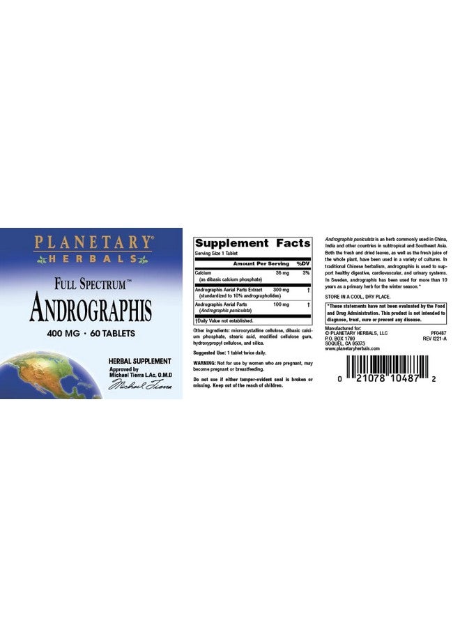Planetary Herbals Full Spectrum Andrographis 400mg - Ayurvedic Herb - 60 Tablets - Image 4