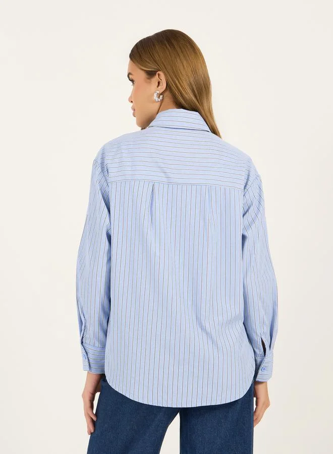 Styli Striped Button Through Oversized Shirt