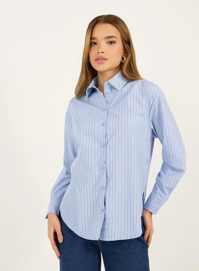 Styli Striped Button Through Oversized Shirt
