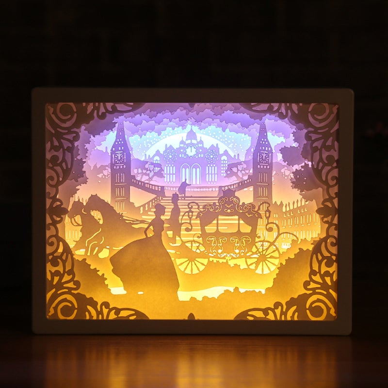 3D Paper Carving Night Light 5 Mini Size Gentle Calming Glow - Low Power Consumption Papercut Light Boxes for Kids Bedtime Home Exhibition Bars Shops - Image 1
