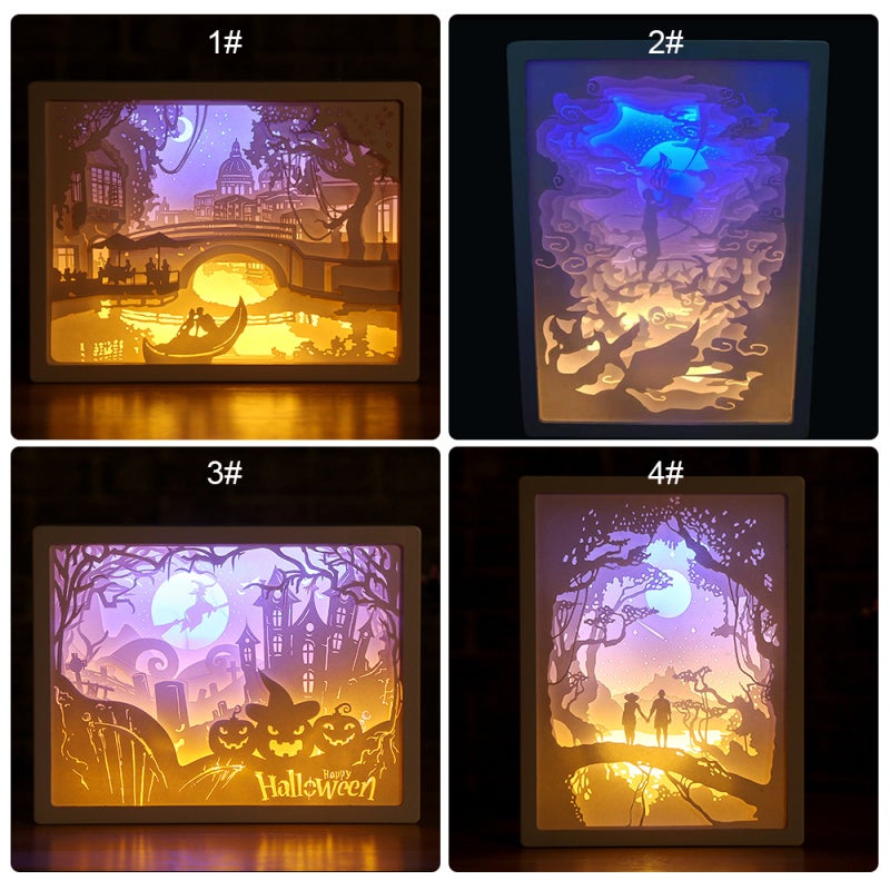 3D Paper Carving Night Light 5 Mini Size Gentle Calming Glow - Low Power Consumption Papercut Light Boxes for Kids Bedtime Home Exhibition Bars Shops - Image 5