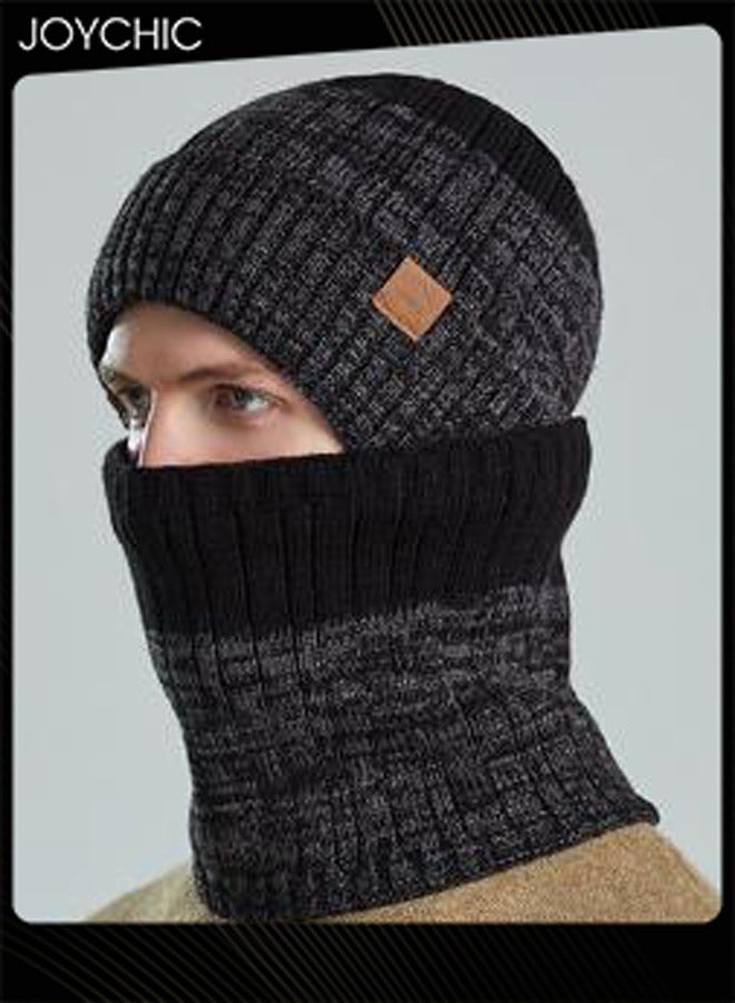 Joychic 2 pcs Winter Beanie Hat Scarf Set Warm Knit Hats Skull Cap Neck Warmer with Thick Fleece Lined for Men Outdoor Sports Hat Sets  - Image 3