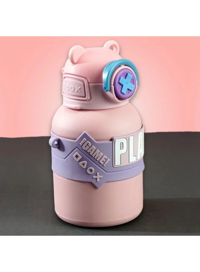 ليتل سربرايز بوكس Little Surprise Box, Pink Game Theme Stainless Steel Kids Water Bottle, 550ml