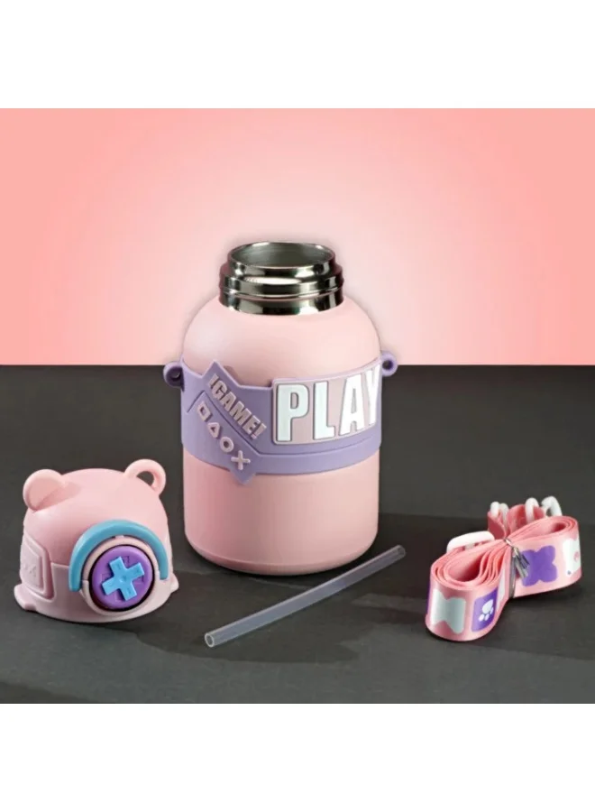 ليتل سربرايز بوكس Little Surprise Box, Pink Game Theme Stainless Steel Kids Water Bottle, 550ml