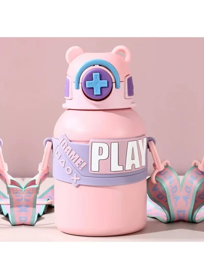 LITTLE SURPRISE BOX Little Surprise Box, Pink Game Theme Stainless Steel Kids Water Bottle, 550ml