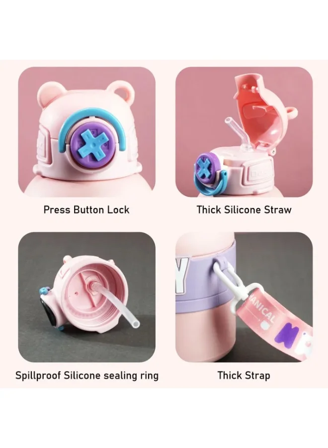 ليتل سربرايز بوكس Little Surprise Box, Pink Game Theme Stainless Steel Kids Water Bottle, 550ml