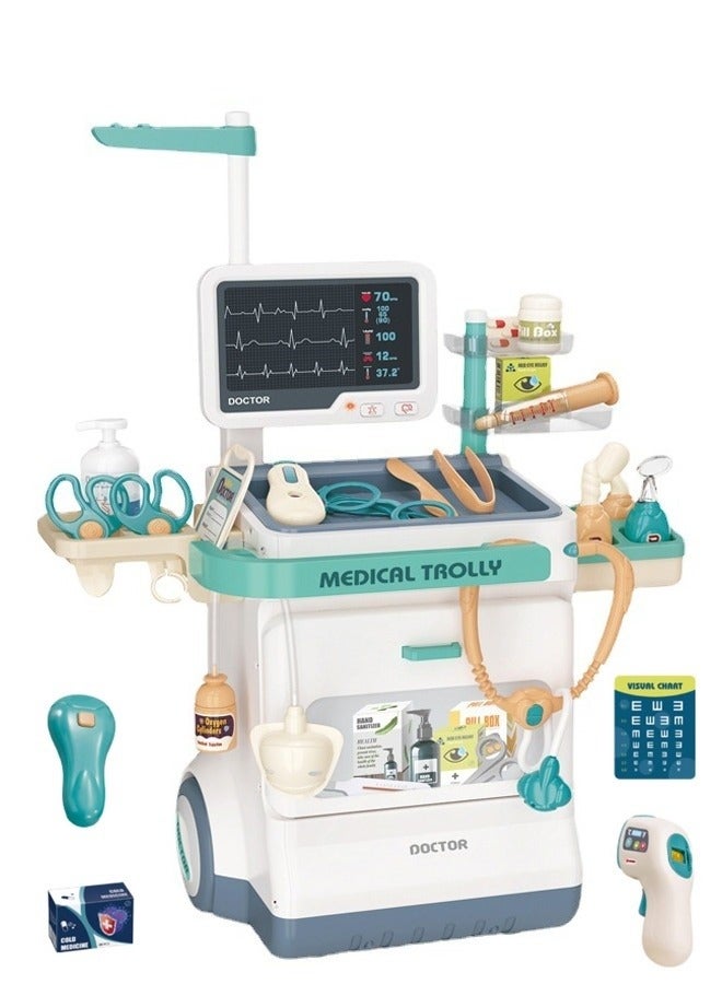 MIXDE Doctor Kit for Kids, Pretend Medical Station Set for Boys Girls, 26Pcs Pretend Play Medical Kit Toy, Mobile Cart with Sound and Light Functions, Kids Doctor Kit for Toddlers Birthday Gift  - Image 1