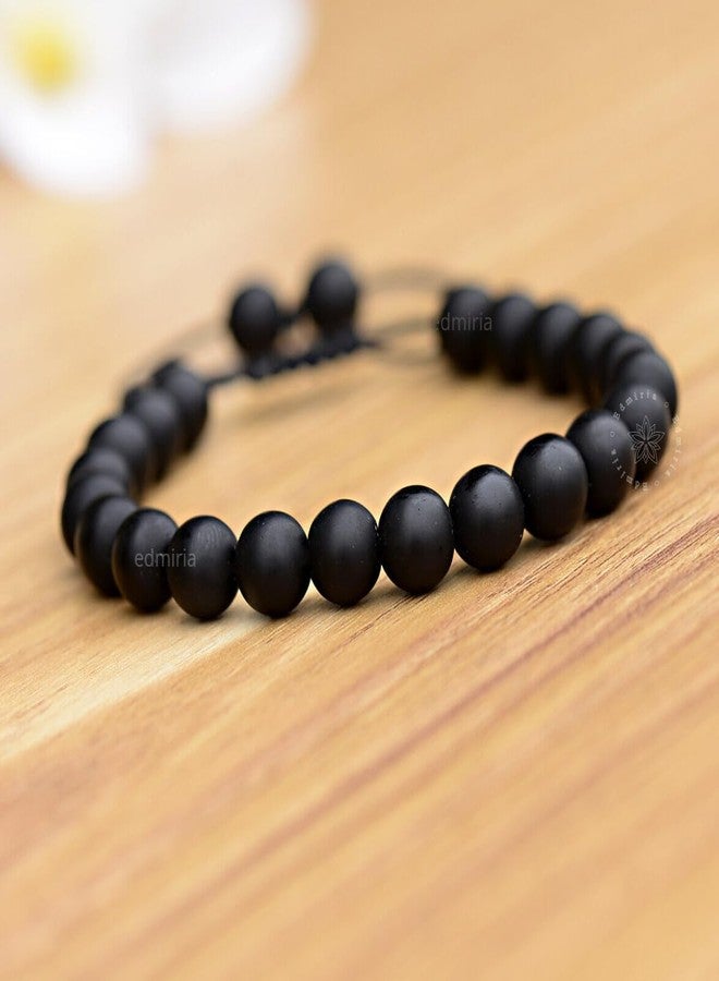 EDMIRIA Shaligram Shila Bracelet/Original Rare Nepal Gandaki River Saligram Stone Bracelet 8Mm Size For Health Benefit, Wealth Attraction & Spiritual Purpose For Unisex Adult (Pattern 2) - Image 3