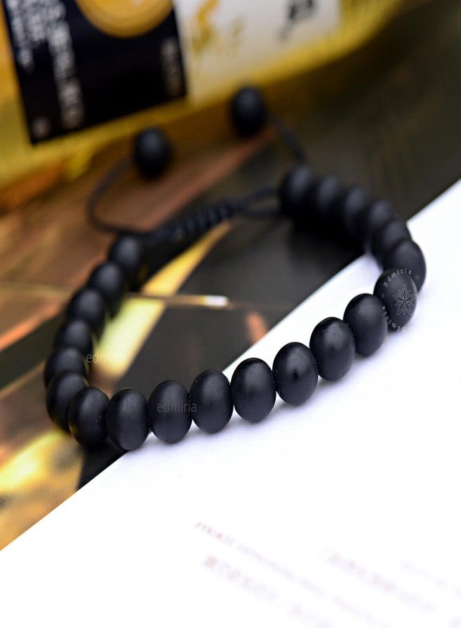 EDMIRIA Shaligram Shila Bracelet/Original Rare Nepal Gandaki River Saligram Stone Bracelet 8Mm Size For Health Benefit, Wealth Attraction & Spiritual Purpose For Unisex Adult (Pattern 2) - Image 4