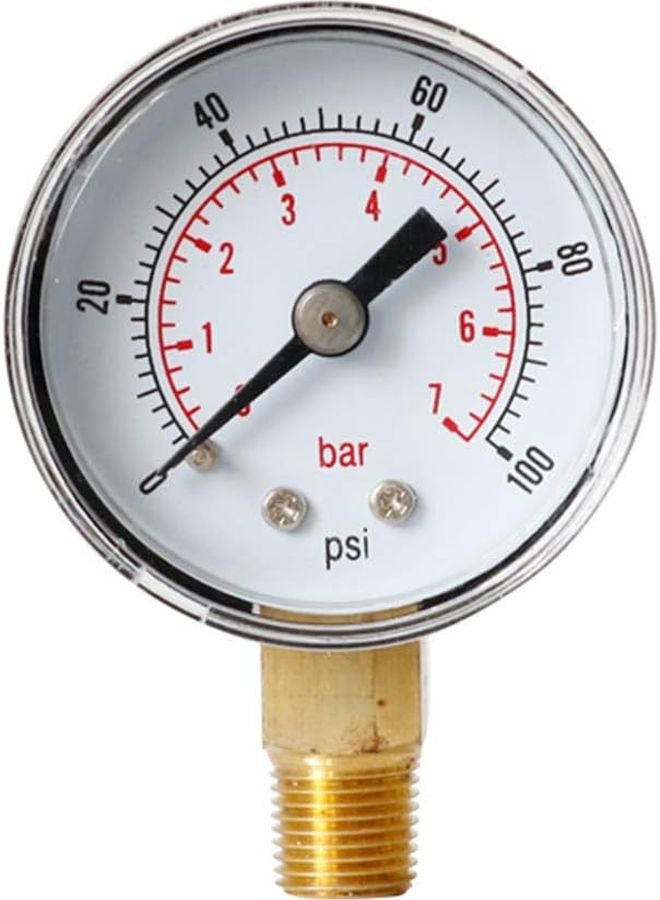 مقياس ضغط عالي الدقة 0-100 رطل لكل بوصة مربعة من النحاس الأصفر وسبائك الفولاذ المقاوم للصدأ للماء والزيت محترف - Image 1