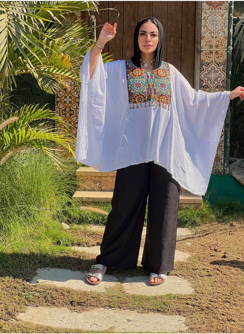 Puritopia - Embellished Blouse With Wide Sleeves - Image 1