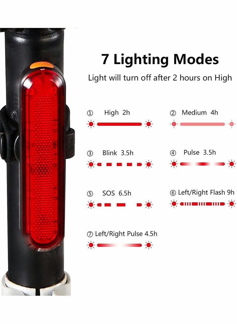 Excefore Bike Tail Light 2 Pack, Rear Back Lights for Night Riding, Bicycle Taillights with Great Battery Life, Easy to Install On Any or Helmet, 7 Mode Options, USB Rechargeable(Red) - Image 5