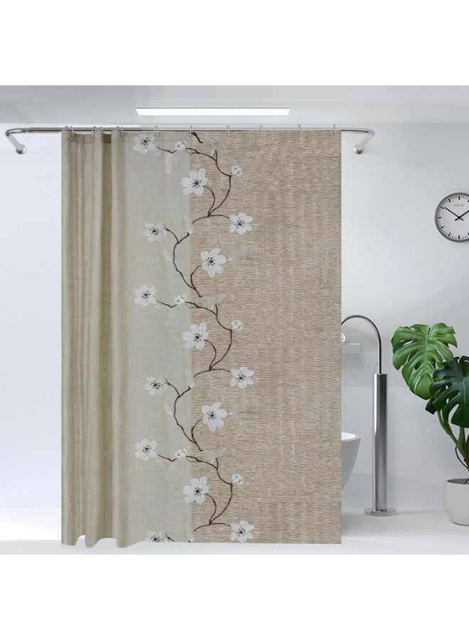 GOLD MANTIS Embroidered Shower Curtain, 72x72 Inch, 100% Polyester, Wrinkle-Free, Quick-Dry Fabric with Reinforced Buttonholes, Multiple Color & Pattern Options (Magnolia Embroidery Shower Curtain) - Image 3