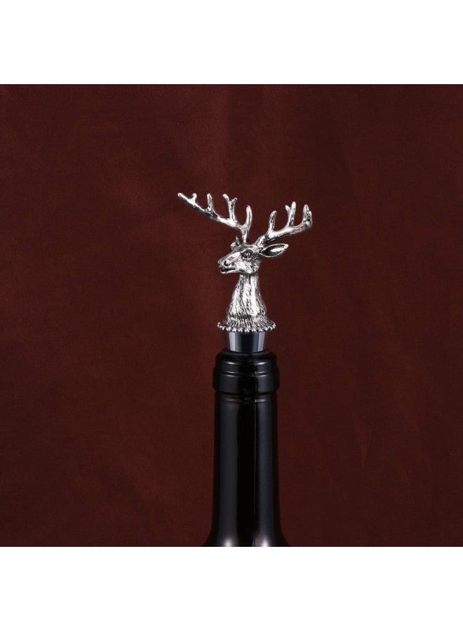 klarako Christmas Wine Stopper Wine Pourer Aerator Deer Head Wine Bottle Stopper Animal Wine Aerator Stag Liquor Pourers for Wine Olive Oil Vinegar Liquid Animal Bottle Stopper - Image 1