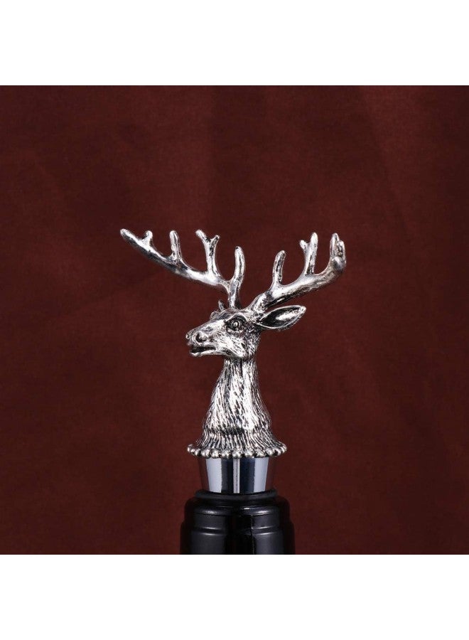 klarako Christmas Wine Stopper Wine Pourer Aerator Deer Head Wine Bottle Stopper Animal Wine Aerator Stag Liquor Pourers for Wine Olive Oil Vinegar Liquid Animal Bottle Stopper - Image 2