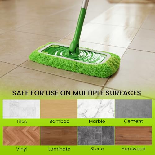 Snuvid 2-in-1 Reusable Microfiber Mop Pads Compatible with Swiffer Sweeper for Wet Mopping & Dry Sweeping, Two Types of Washable Heavy-Duty Mop Pad Refills for Multiple Floor Types Cleaning - 4Pcs, Green - Image 5